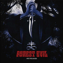 Charger l'image dans la galerie, Album cover art for Forest Evil's Into The Woods featuring a dark forest scene with a mysterious figure holding a sword.