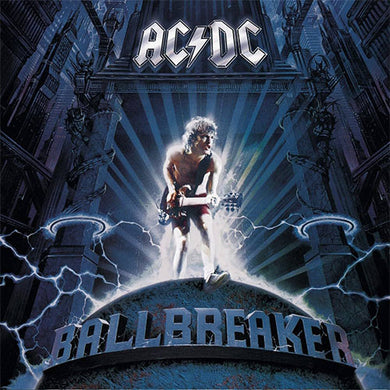 AC/DC - Ballbreaker fron album cover with a central figure holding a guitar.