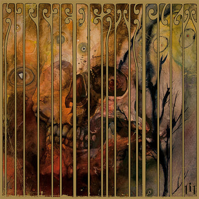 Hippie Death Cult - 111 front album cover with abstract art piece with vertical slats and a textured background
