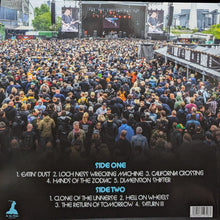 Load image into Gallery viewer, Large crowd at a concert with a stage and performers, featuring a music album design with tracklist.