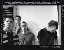 Load image into Gallery viewer, Black and white album cover with four band members and tracklist on a white background