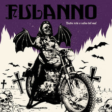 Load image into Gallery viewer, CD cover art featuring a stylized illustration of a person with a skull mask sitting on a motorcycle, surrounded by bats and crosses against a purple background.