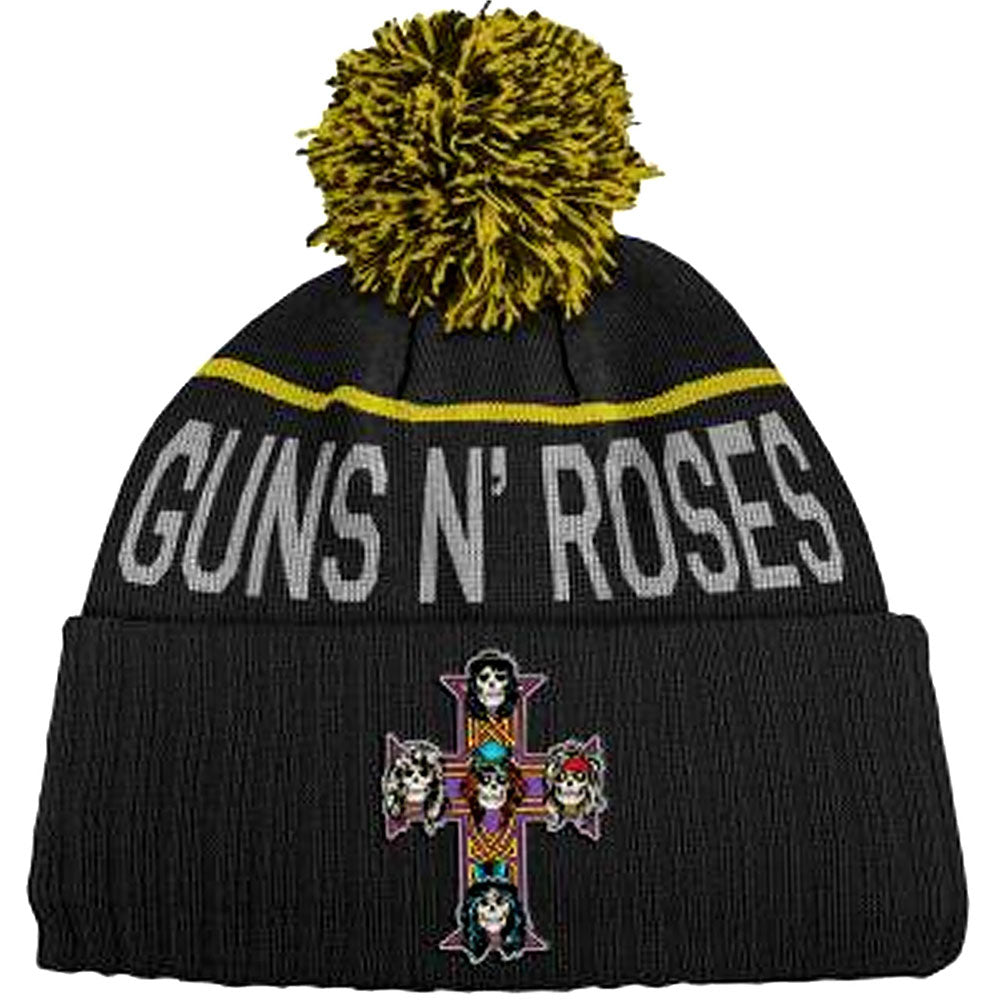 Guns N' Roses Unisex Bobble Beanie Hat:  Cross