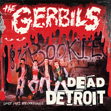 Load image into Gallery viewer, Album cover for 'Dead Detroit' by The Gerbils with four band members in front of a graffiti-covered wall.
