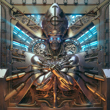 Cargar imagen en el visor de la galería, Metallic skeleton with weapons in a mechanical setting