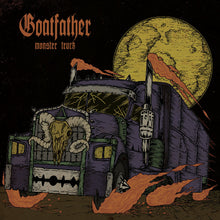 Load image into Gallery viewer, Album cover for 'Goatfather monster truck' with a truck, skull, and moon illustration.