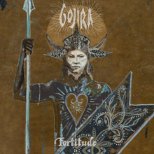 Load image into Gallery viewer, CD cover art for Gojira's album Fortitude featuring an illustration of a character with a helmet and a spear.