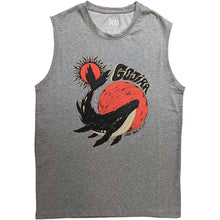 Load image into Gallery viewer, Gray sleeveless shirt with a graphic design of a rooster and sun on a white background