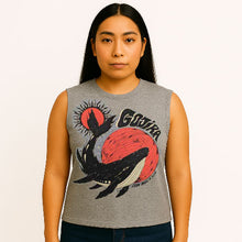 Load image into Gallery viewer, Person wearing a sleeveless shirt with a graphic design on a plain background