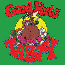 Cargar imagen en el visor de la galería, Colorful album cover with cartoon characters and &#39;Good Rats Tasty&#39; text on a green background
