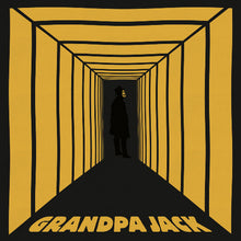 Charger l'image dans la galerie, A square graphic print featuring a black silhouette of a person standing inside a yellow tunnel with black side walls. The text 'GRANDPA JACK' appears in yellow at the bottom on a black background.