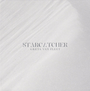 Album cover with 'Starcatcher' by Greta Van Fleet on a textured white background