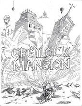 Cargar imagen en el visor de la galería, Illustration of 'Graylock Mansion' with gothic architecture and fantasy elements.