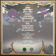 Cargar imagen en el visor de la galería, Album cover with tracklist and artistic design elements on a dark background