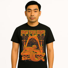 Cargar imagen en el visor de la galería, Person wearing a black t-shirt with &#39;Heavy Psych Sounds&#39; graphic design