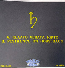 Cargar imagen en el visor de la galería, Vinyl record cover with yellow text and a symbol on a dark background