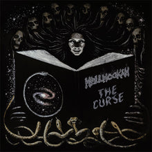 Cargar imagen en el visor de la galería, Album cover with a woman holding an open book titled 'Hellbowl: The Curse' surrounded by skulls and snakes.