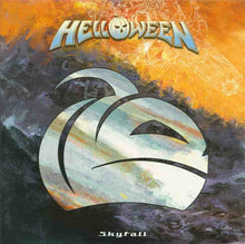 Charger l'image dans la galerie, CD cover art for Helloween - Skyfall featuring an abstract metallic pumpkin design against a multicolored background.