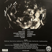 Load image into Gallery viewer, Album cover with a drummer and tracklist on a black background