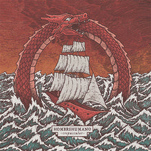 Load image into Gallery viewer, Album cover with a ship surrounded by a dragon, on a textured brown background.