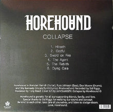 Load image into Gallery viewer, Back cover of a music album by Horehound with tracklist and credits.