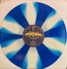 Load image into Gallery viewer, Haunt - Triumph vinyl record with blue and white swirl pattern and a label in the center.