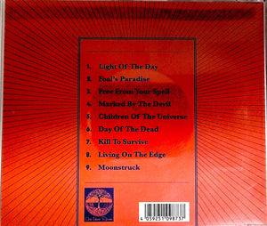 The Hazytones self titled, back album cover with tracklist on a red background