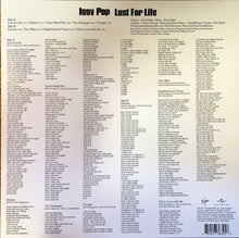 Charger l'image dans la galerie, Back cover of an album with text and tracklist for Iggy Pop's 'Lust For Life'.