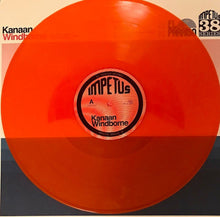 Load image into Gallery viewer, Orange vinyl record with &#39;Impetus&#39; label and text on a matching background