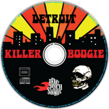 Charger l&#39;image dans la galerie, Disc with &#39;Detroit Killer Boogie&#39; design featuring a city skyline and skull.