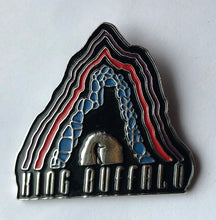Load image into Gallery viewer, Metallic badge with arch design and 'King Buffalo' text on a white background