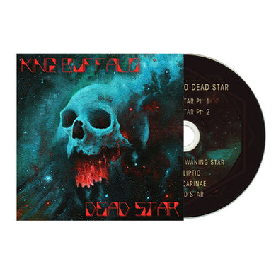 Compact disc with a skull design and text on a white background