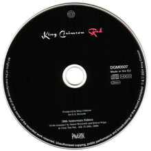 Charger l'image dans la galerie, CD disc of King Crimson's 'Red' with black background and white text