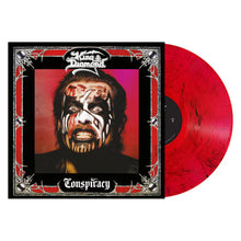 Charger l'image dans la galerie, Vinyl record with red disc and black and white cover featuring a face with makeup, 'King Diamond' branding, and album title 'Conspiracy'.