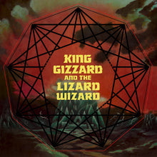 Cargar imagen en el visor de la galería, Album cover art for King Gizzard And The Lizard Wizard featuring a geometric design with the band's name in yellow text against a red and black backdrop.