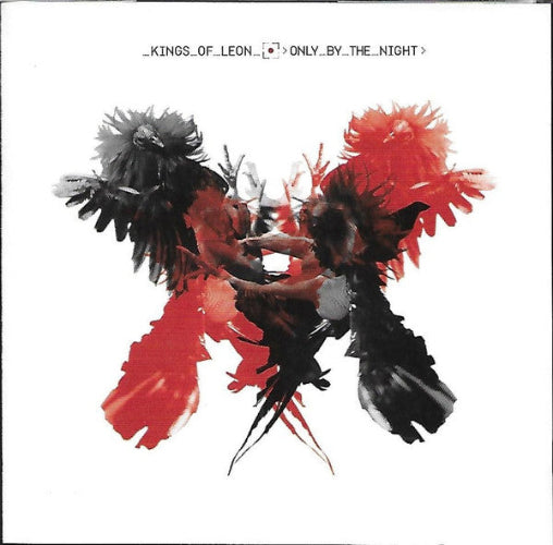 Album cover with abstract art of birds in red, black, and gray on a white background.