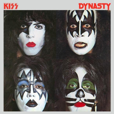 Album cover of KISS' 'Dynasty' with four band members in makeup.
