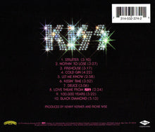 Load image into Gallery viewer, Back cover of a music album with &#39;KISS&#39; logo and tracklist on a black background