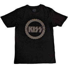 Cargar imagen en el visor de la galería, Black t-shirt with KISS logo on a white background