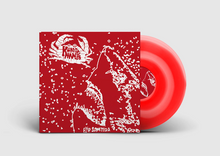 Cargar imagen en el visor de la galería, Record cover with a red background featuring a white illustration of a shark and the band's name 'Kungens Man'.