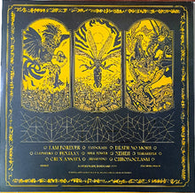 Cargar imagen en el visor de la galería, Album cover with yellow illustrations and text on a black background