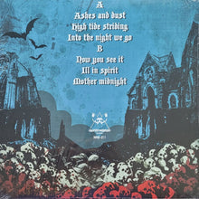 Load image into Gallery viewer, back album cover with gothic architecture, skulls, and bats on a blue background