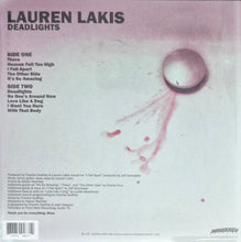 Load image into Gallery viewer, Album cover with text and a minimalist design, featuring the artist Lauren Lakis and album title 'Deadlights'.