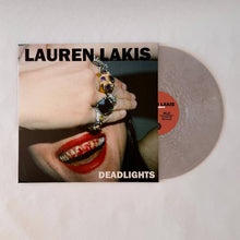Load image into Gallery viewer, Vinyl record with cover featuring a hand with rings and red lipstick, and 'Lauren Lakis' text.