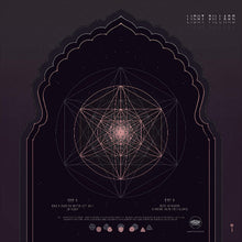 Cargar imagen en el visor de la galería, Geometric design with intricate patterns on a dark background, featuring the text &#39;Light Pillars&#39;.