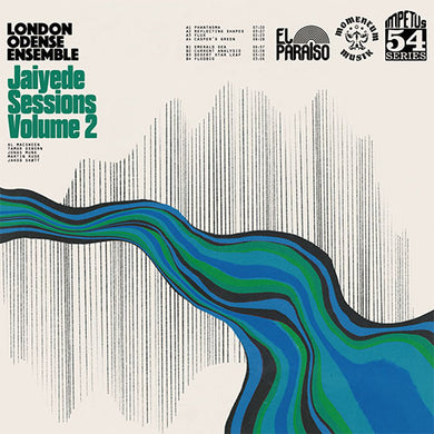 Album cover for 'Jaiyede Sessions Volume 2' by London Odense Ensemble with abstract design and text.