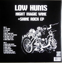 Cargar imagen en el visor de la galería, Album cover for 'Low Hums Night Magic Wine + Shine Rock EP' with a motorcycle graphic and text.