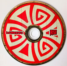 Cargar imagen en el visor de la galería, Decorative shield with red and beige patterns on a white background