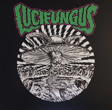 Cargar imagen en el visor de la galería, Album cover with 'Lucifungus' text and black and white illustration of a figure with mushrooms.