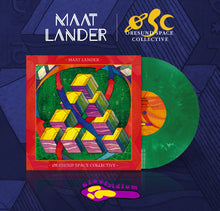 Charger l'image dans la galerie, Vinyl record with colorful cover and green disc on a blue geometric background, featuring 'Maat Lander' and 'Oresund Space Collective'.